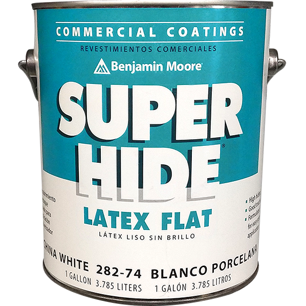 PAINT - BENJAMIN MOORE SUPER HIDE LATEX PAINT FLAT CHINA WHITE (1 GAL. 282-74)