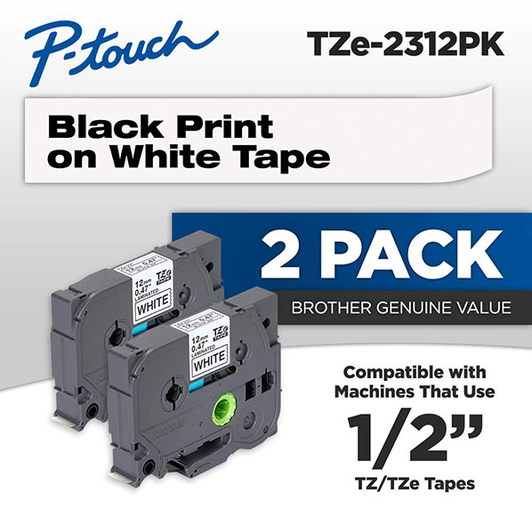 TAPE - 1/2" BLACK PRINT ON WHITE