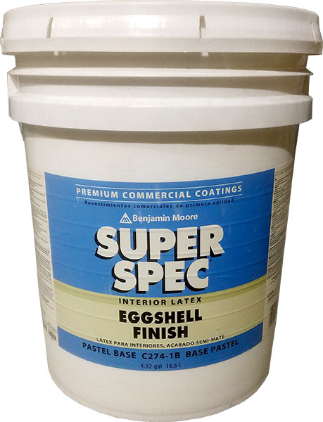 PAINT - BENJAMIN MOORE SUPER SPEC INTERIOR LATEX EGGSHELL FINISH PASTEL BASE (5 GAL. 274-B1)