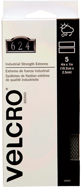 VELCRO STRIP - 4" X 1" GRAY PK/5