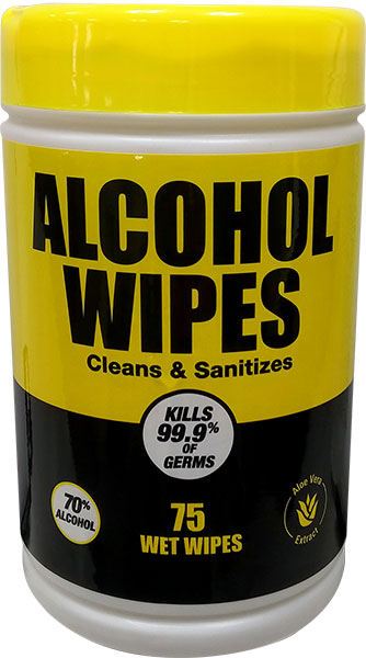 ALCOHOL WIPES - CANISTER PK/75