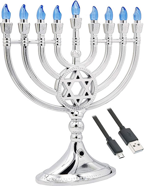 MENORAH - LED SILVER BATTERY/USB