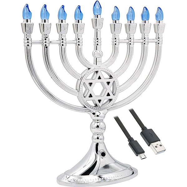 MENORAH - LED SILVER BATTERY/USB