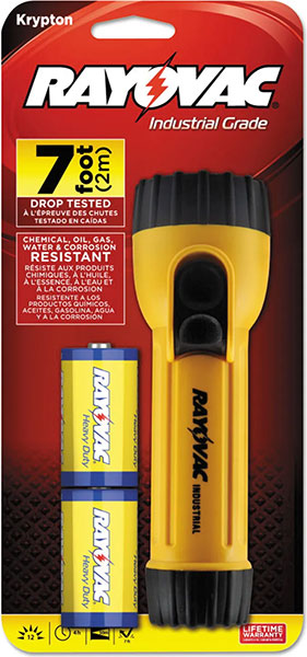 FLASHLIGHT - RAYOVAC INDUSTRIAL GRADE w/BATTERIES