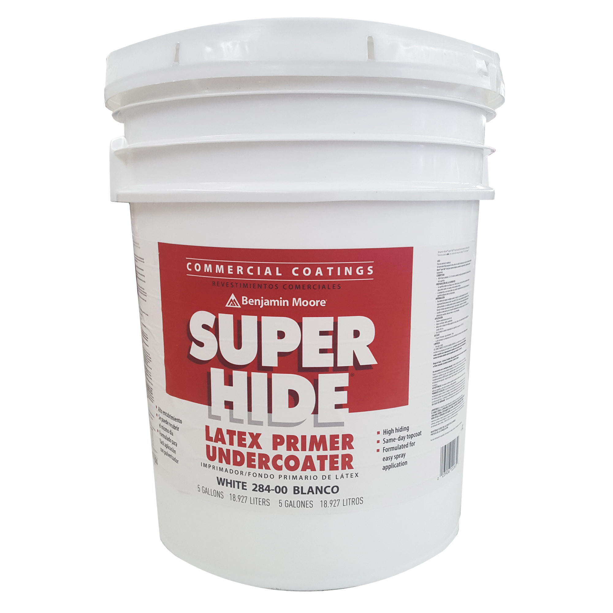 PAINT - BENJAMIN MOORE SUPER HIDE LATEX PRIMER UNDERCOATER WHITE (5 GAL. 284-00)